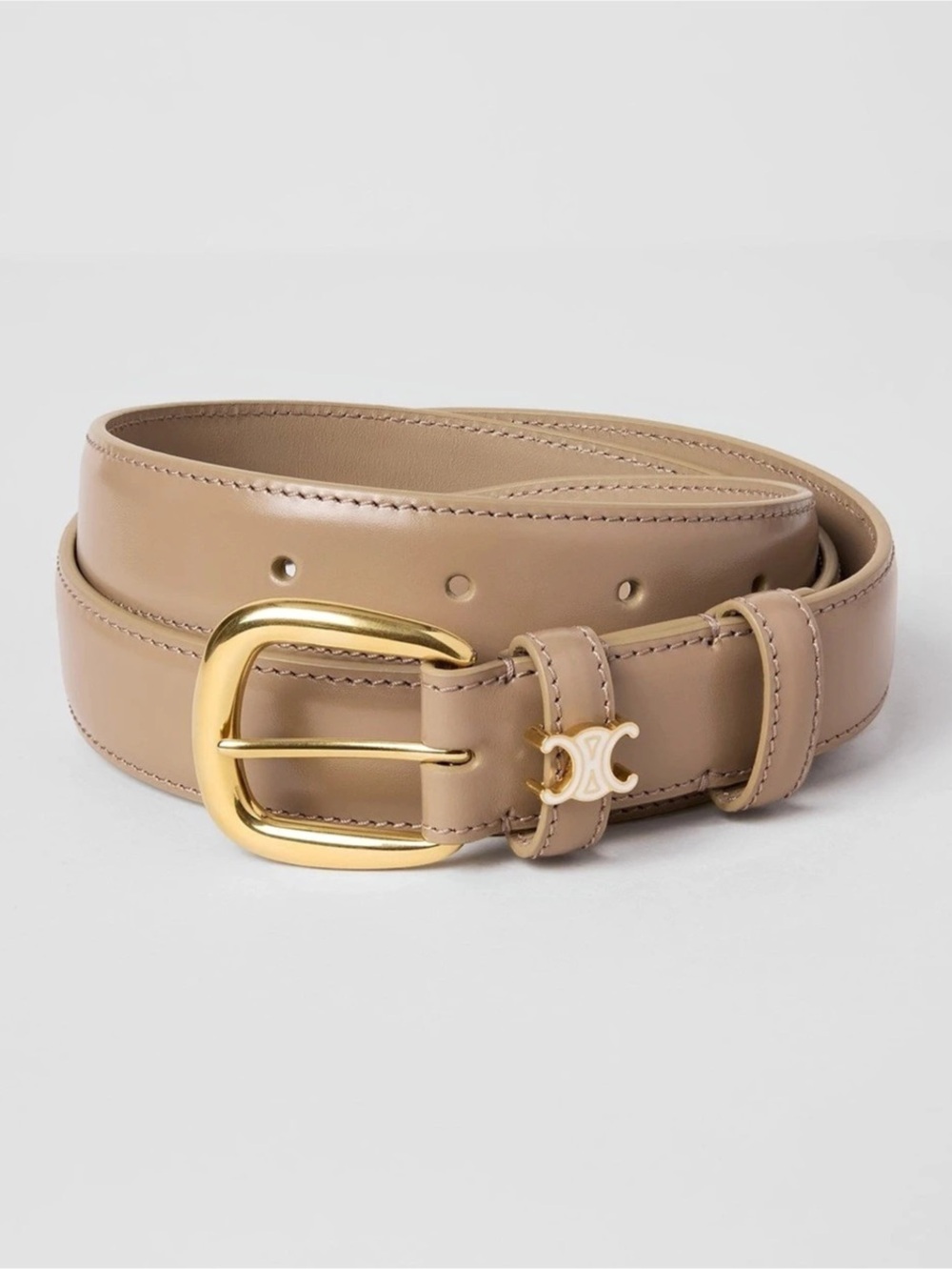 Celine Medium Triomphe Belt in Natural Calfskin Brown Size 85